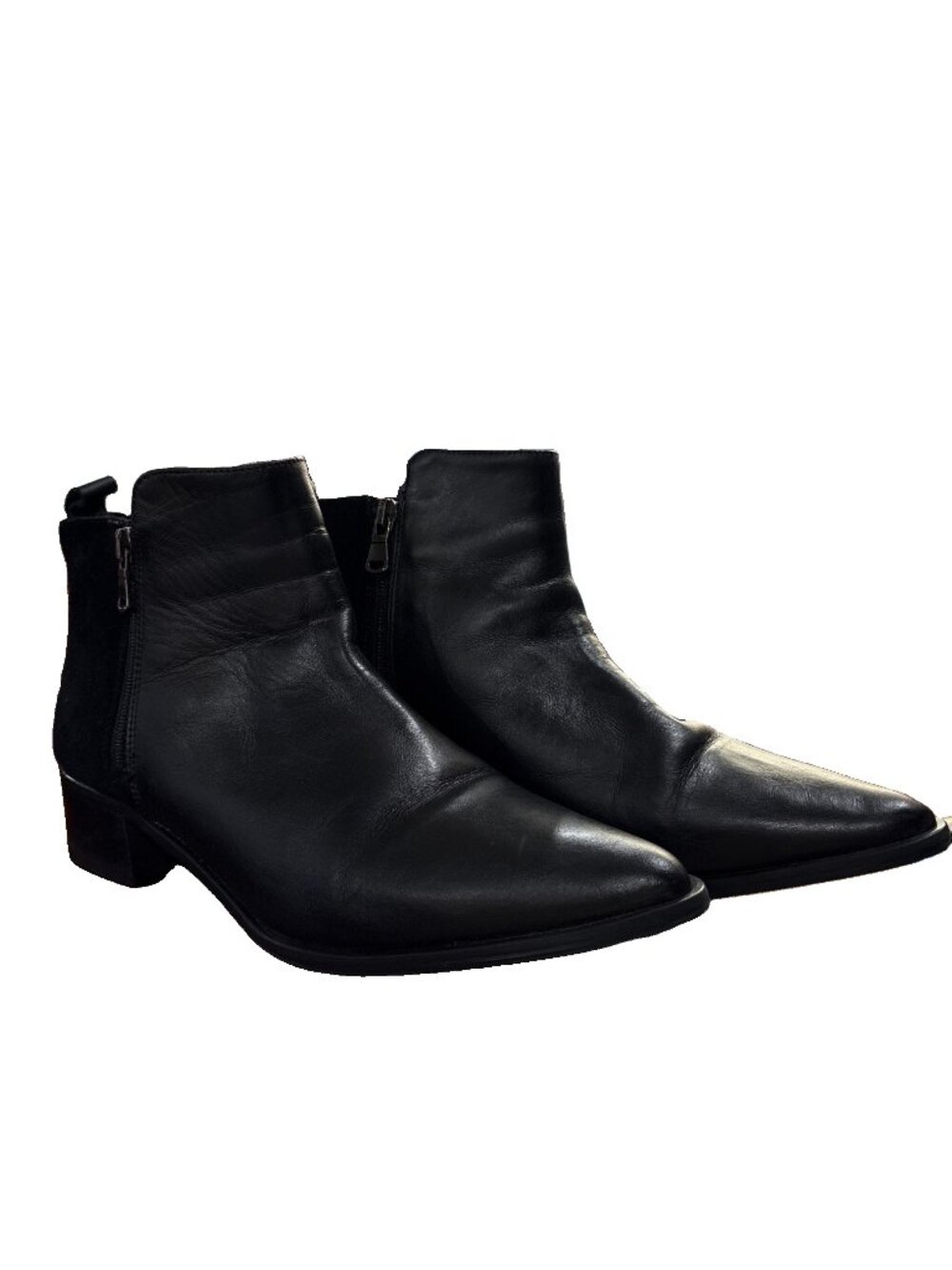 Fabianelli Black Leather Ankle Boots Women's EU 38 US 8 Italy Pointed Toe Bootie
